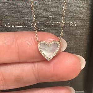 Dainty Mother of Pearl and Diamond Necklace 14K